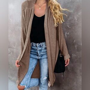 Cozy Brown Open-Front Cardigan